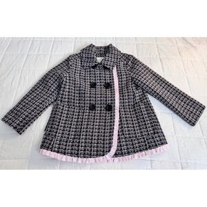 Kate Spade New York Tweed Double Breasted Ruffle Trim Jacket Kids 3Y‎